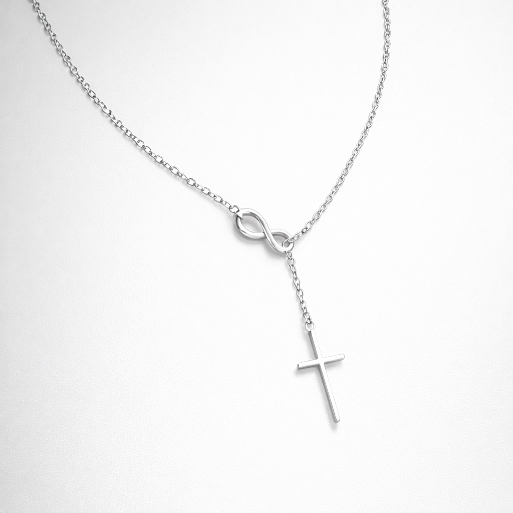 Infinity Cross Necklace - Silver