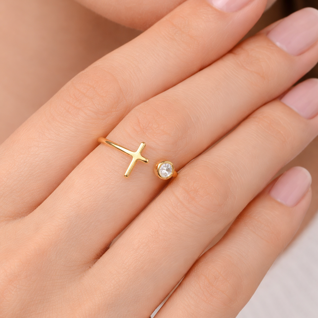 Lumen Cross Ring - Gold