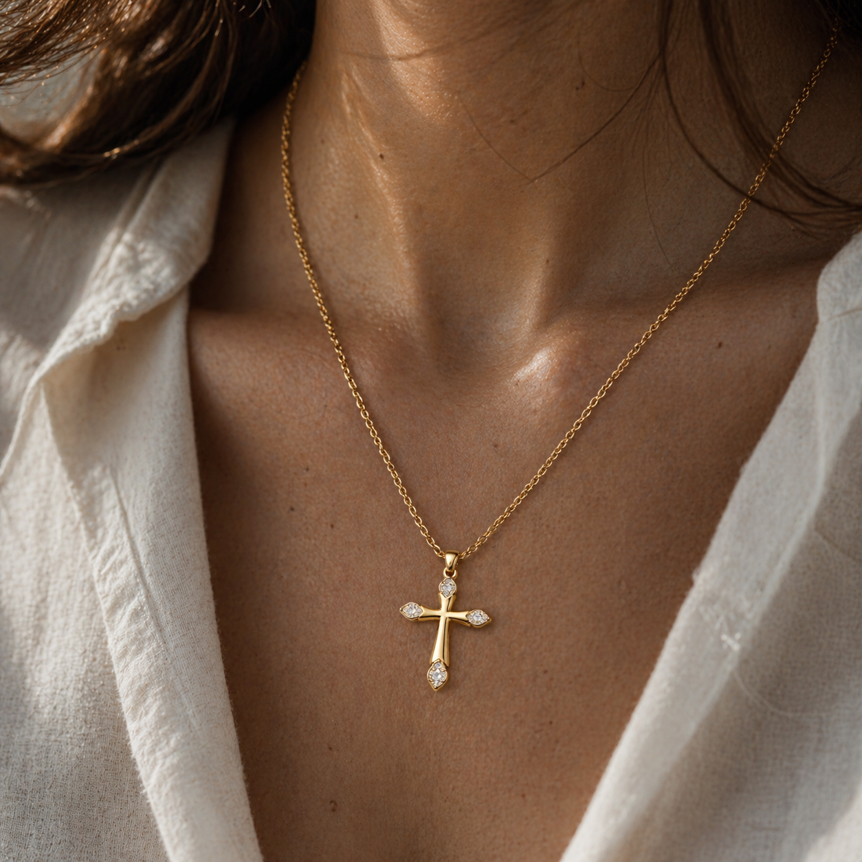 Eternal Cross Necklace - Gold