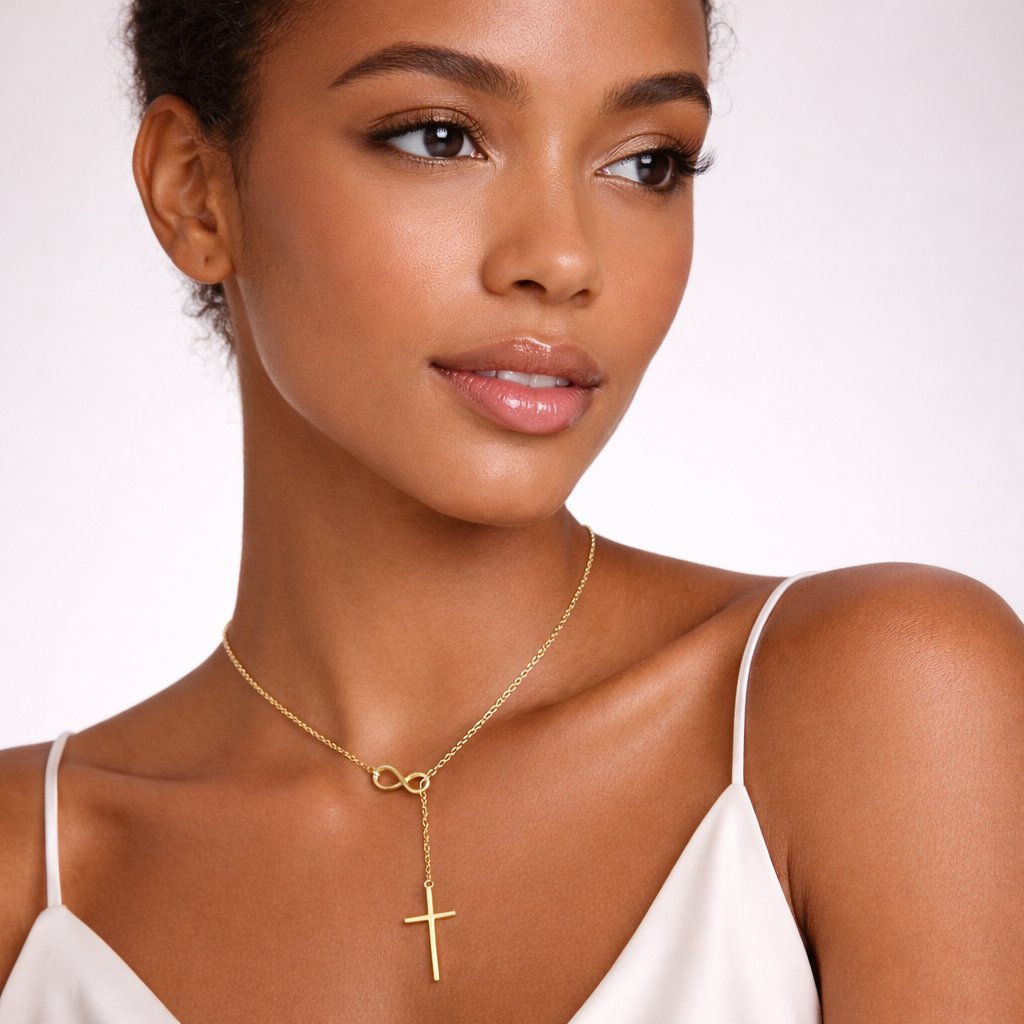 Infinity Cross Necklace - Gold