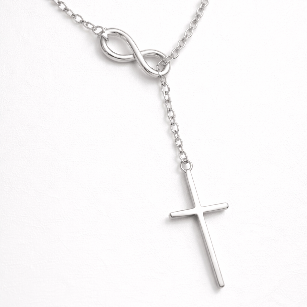 Infinity Cross Necklace - Silver