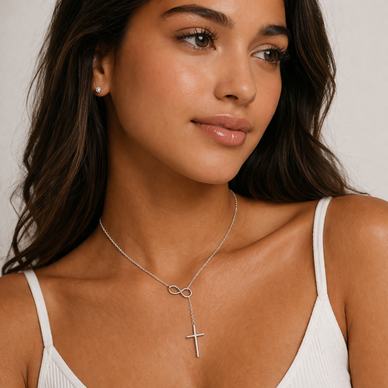 Infinity Cross Necklace - Silver